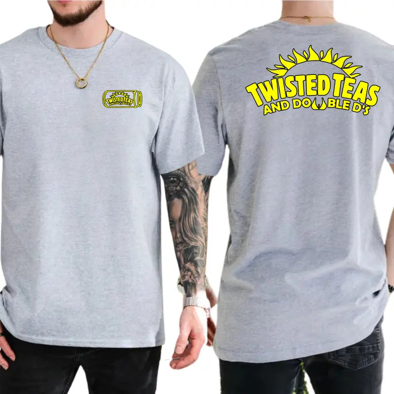 Twisted Teas and Double D's 2-Sides Graphics T-Shirt, Funny Twisted Teas Graphics Shirt, Graphics Tee For Friend, Men's Gifts, Casual Menswear, For Men