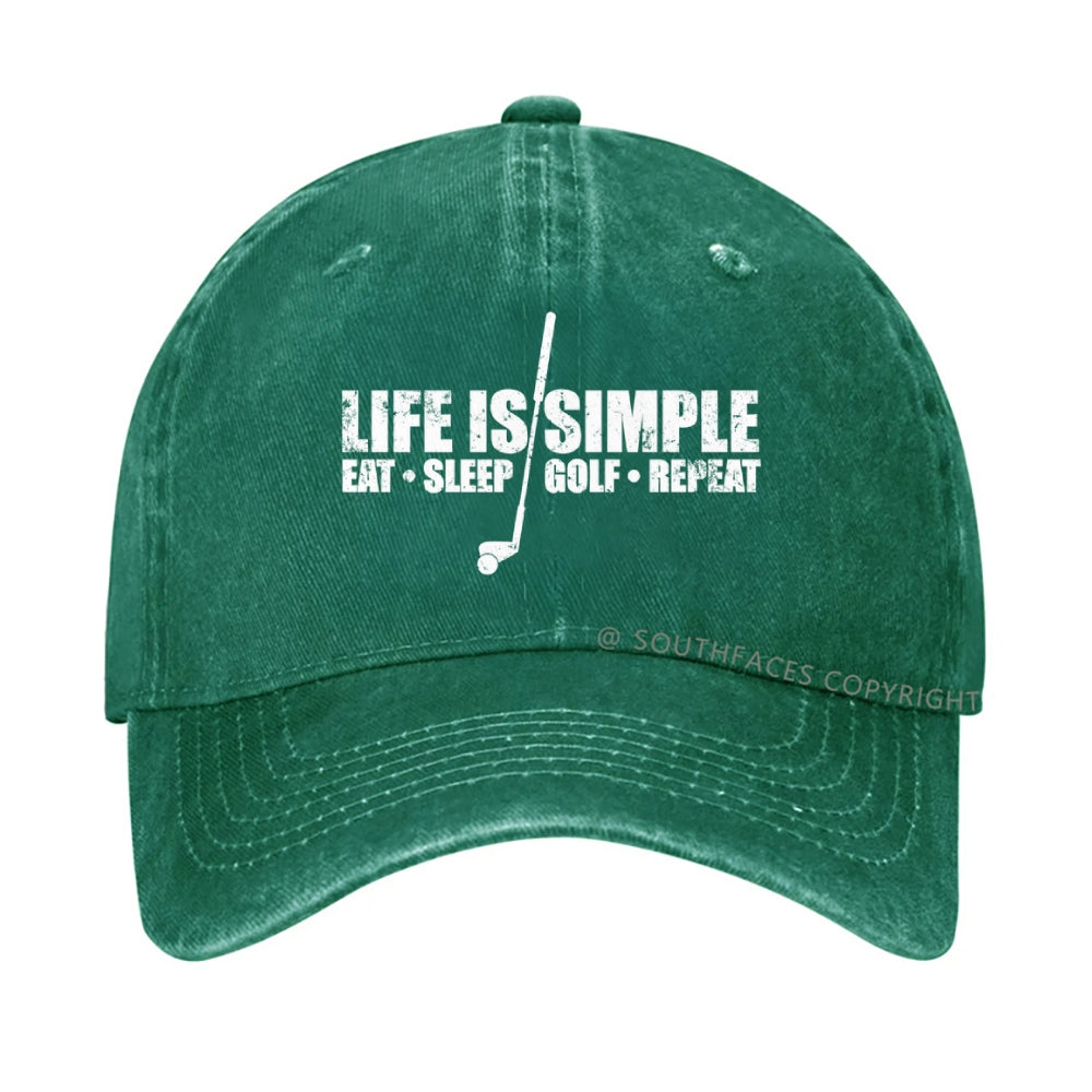 Life is simple eat sleep golf repeat hat