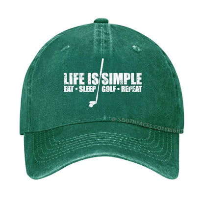 Life is simple eat sleep golf repeat hat