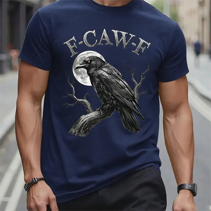 Black Crow, F-Caw-F Funny Black Bird Moon Gothic Adult Humor T-Shirt
