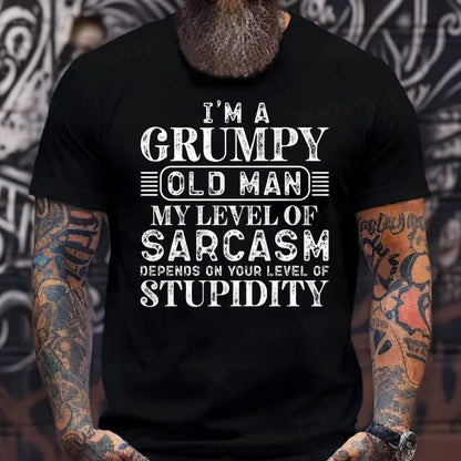 I'm A Grumpy Old Man My Level Of Sarcasm Depends On Your Level Of Stupidity shirts