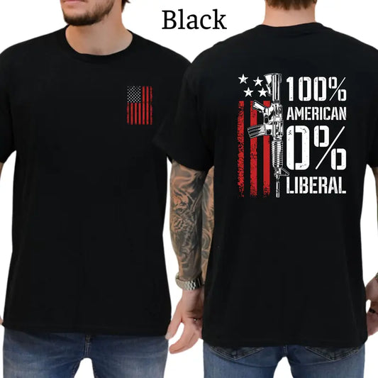 100% American 0% Liberal T-Shirt, Mens Shirts Funny, Conservative Political Graphics Tee, Patriotism Graphics Shirt, Men's Gifts, Casual Menswear, For Men