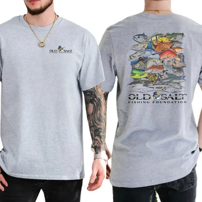 Old Salt Fish Frenzy 2-Sides T-Shirt, Fishing Graphics Shirt, Gifts For Fishing Lover, Men's Gifts, Casual Menswear, For Men