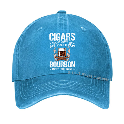 Cigars Solve Most Of My Problems Bourbon Does The Rest Hat