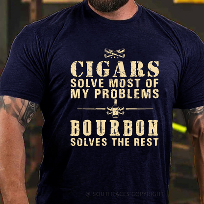 Cigars Solve Most Of My Problems Bourbon / Whiskey Does The Rest T-shirt