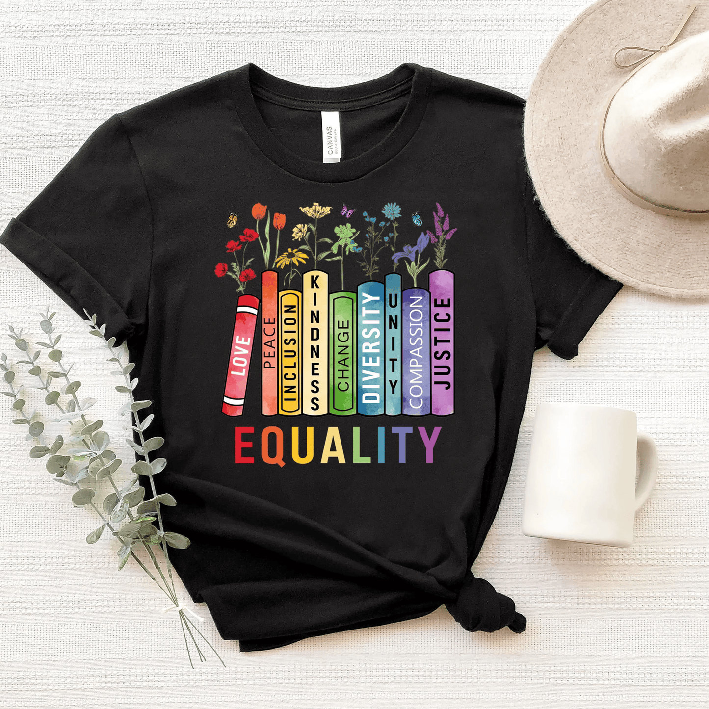 Equality Shirt, Book Flower Unisex T-shirt/Crewneck/Hoodie