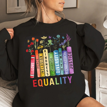 Equality Shirt, Book Flower Unisex T-shirt/Crewneck/Hoodie