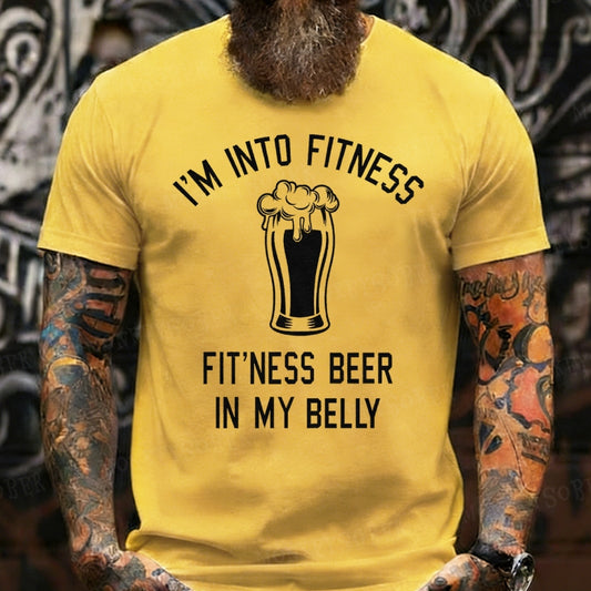 I'm Into Fitness Fitting This Beer in My Belly Graphic Men's T-Shirts