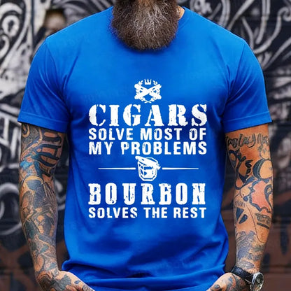 Cigars Solve Most Of My Problems Whiskey Does The Rest T-Shirt