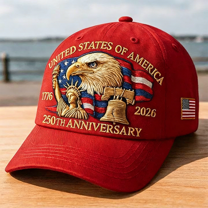 Personalized Vintage Embroidered Baseball Cap Celebrating the 250th Anniversary of the United States¡ªCustom Name and Flag