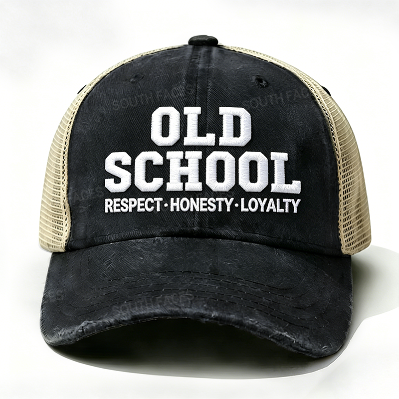 Embroidered ¡° Old School Respect,Honesty, Loyalty ¡± Trucker Cap