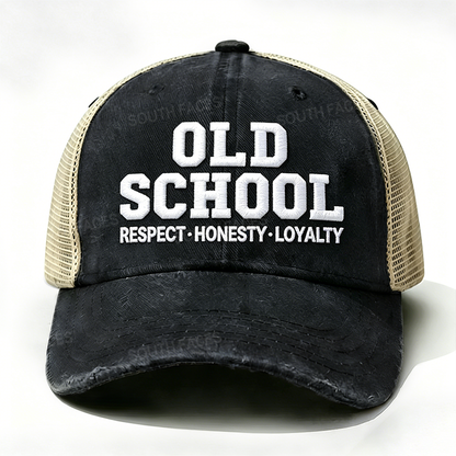 Embroidered ¡° Old School Respect,Honesty, Loyalty ¡± Trucker Cap