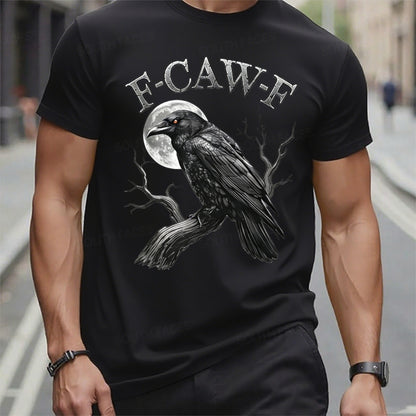 Black Crow, F-Caw-F Funny Black Bird Moon Gothic Adult Humor T-Shirt