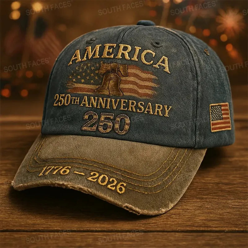 America 250th Anniversary 1776-2026 Embroidered Baseball Cap