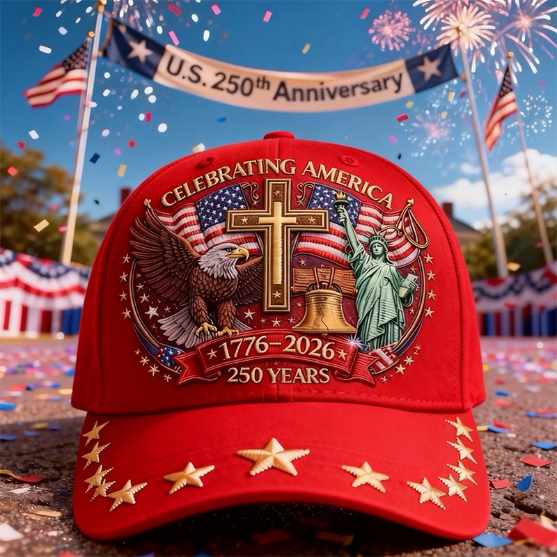Eagle & Liberty & Cross United States 250th Anniversary 3D Embroidery Hat