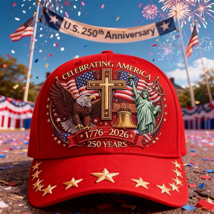 Eagle & Liberty & Cross United States 250th Anniversary 3D Embroidery Hat