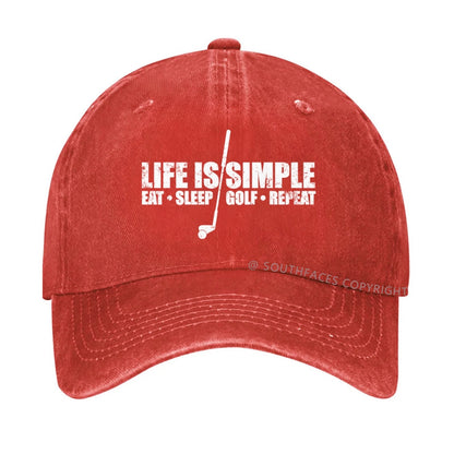 Life is simple eat sleep golf repeat hat