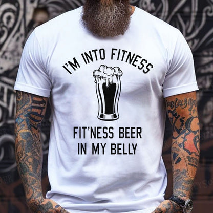 I'm Into Fitness Fitting This Beer in My Belly Graphic Men's T-Shirts