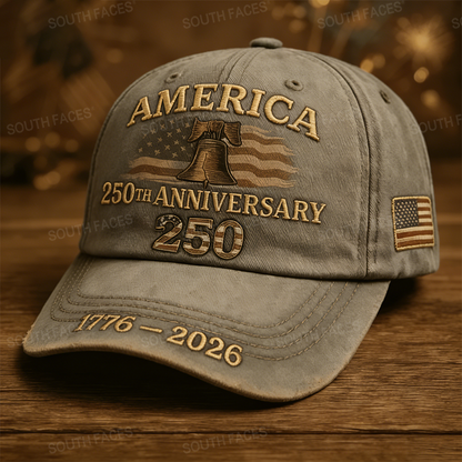 America 250th Anniversary 1776-2026 Embroidered Baseball Cap