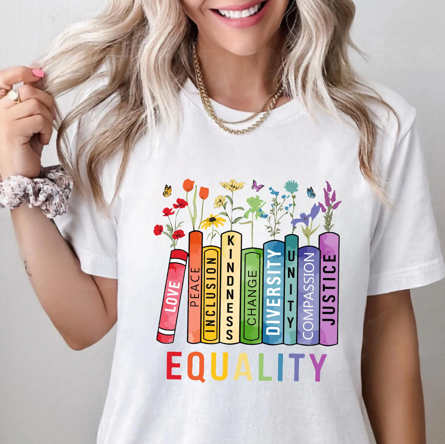 Equality Shirt, Book Flower Unisex T-shirt/Crewneck/Hoodie