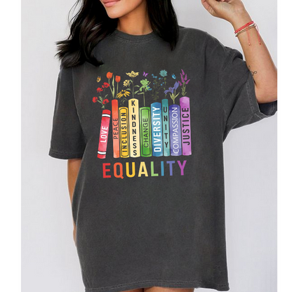 Equality Shirt, Book Flower Unisex T-shirt/Crewneck/Hoodie