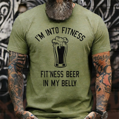 I'm Into Fitness Fitting This Beer in My Belly Graphic Men's T-Shirts