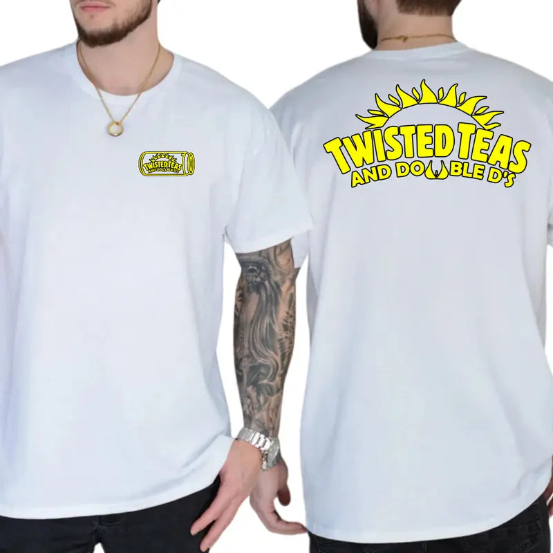 Twisted Teas and Double D's 2-Sides Graphics T-Shirt, Funny Twisted Teas Graphics Shirt, Graphics Tee For Friend, Men's Gifts, Casual Menswear, For Men