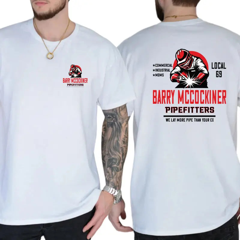 BARRY MCCOCKINER PIPEFITTERS LOCAL 69 Funny T-Shirt, Crude Union Joke Graphic Tee, Blue Collar Humor Apparel, Ironic Tshirt, Gen Z Humor Tee, Casual Menswear, For Men