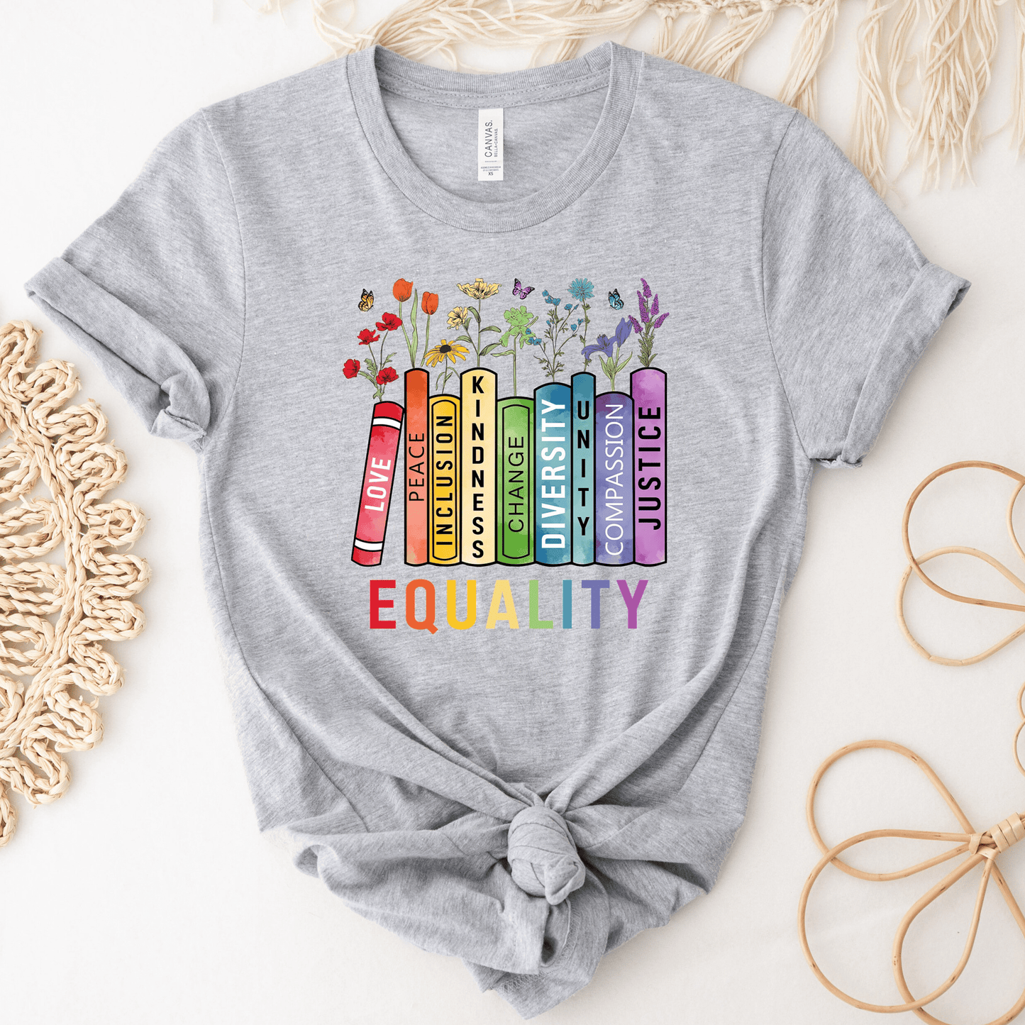 Equality Shirt, Book Flower Unisex T-shirt/Crewneck/Hoodie
