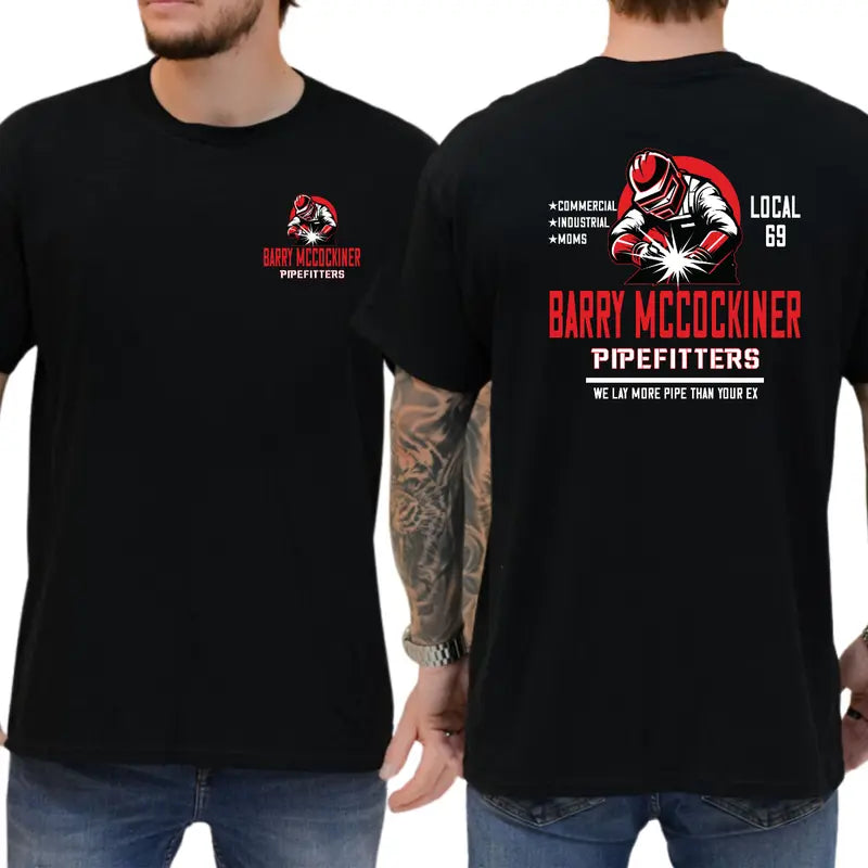 BARRY MCCOCKINER PIPEFITTERS LOCAL 69 Funny T-Shirt, Crude Union Joke Graphic Tee, Blue Collar Humor Apparel, Ironic Tshirt, Gen Z Humor Tee, Casual Menswear, For Men