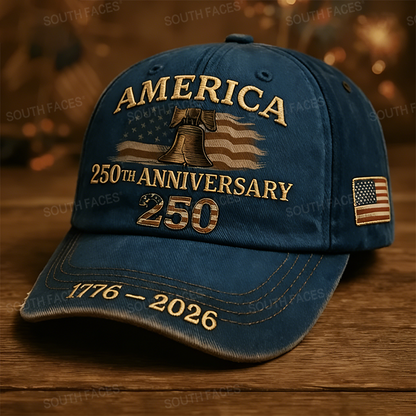 America 250th Anniversary 1776-2026 Embroidered Baseball Cap