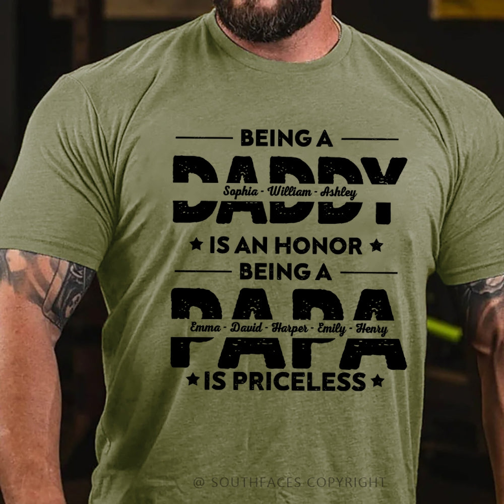 Being Grandpa Is An Honor Being Papa Is Priceless Funny Family  T-Shirt