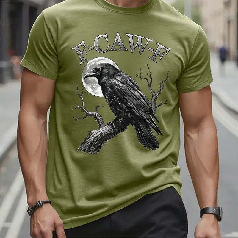 Black Crow, F-Caw-F Funny Black Bird Moon Gothic Adult Humor T-Shirt