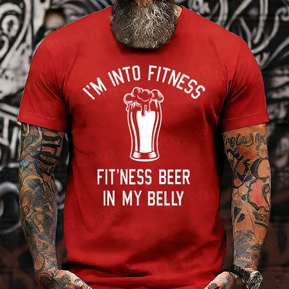 I'm Into Fitness Fitting This Beer in My Belly Graphic Men's T-Shirts