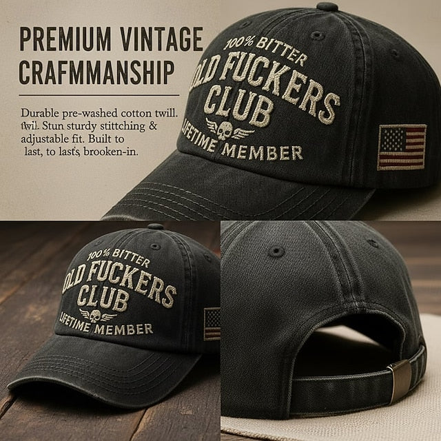 100% Bitter Old F*ckers Club Lifetime Member Embroidery Hat