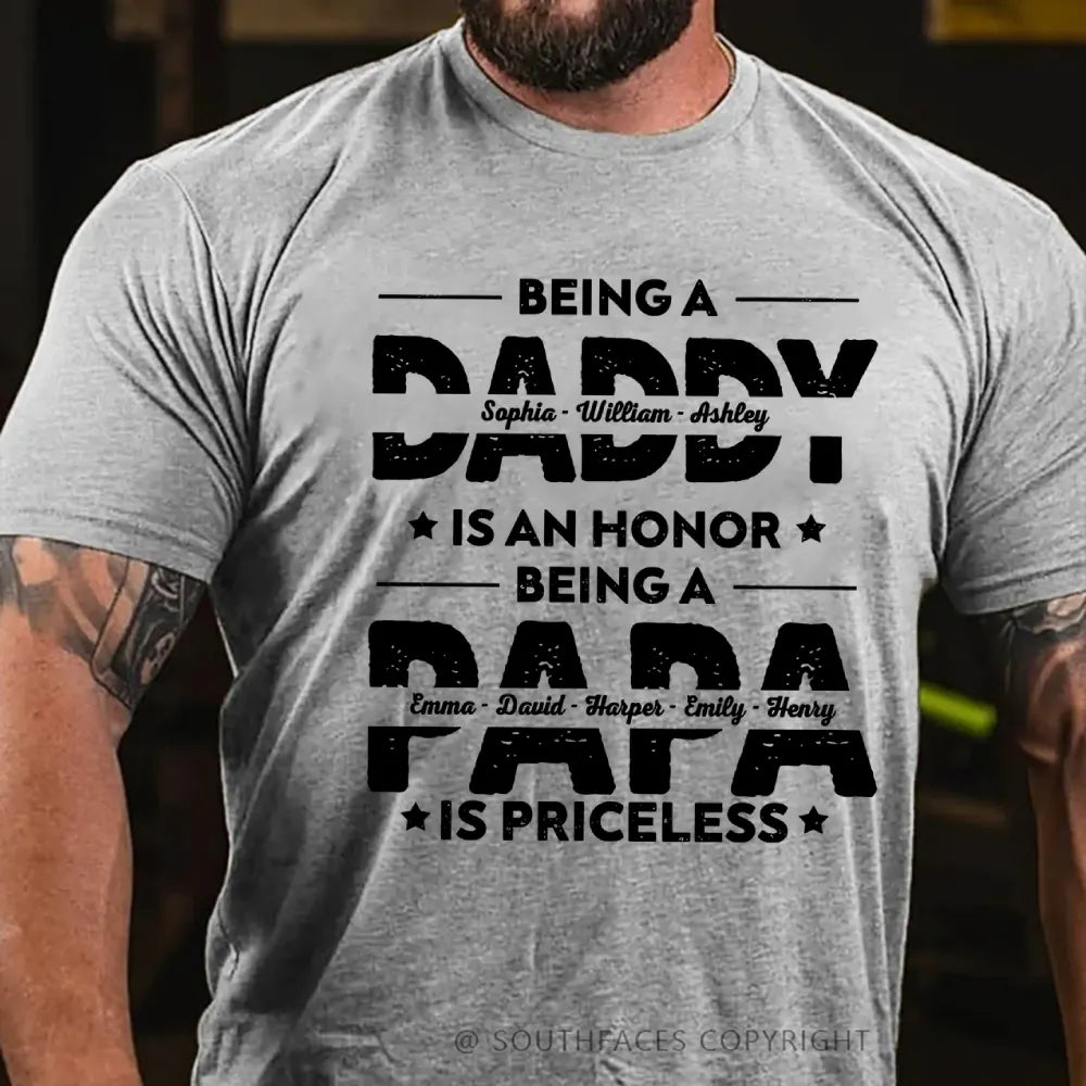 Being Grandpa Is An Honor Being Papa Is Priceless Funny Family  T-Shirt