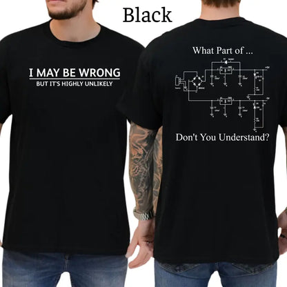 I May Be Wrong Funny Slogan T-Shirt, Sarcastic Slogan Shirts Funny, Minimalist Novelty Tee, Men's Gifts, Casual Menswear, For Men