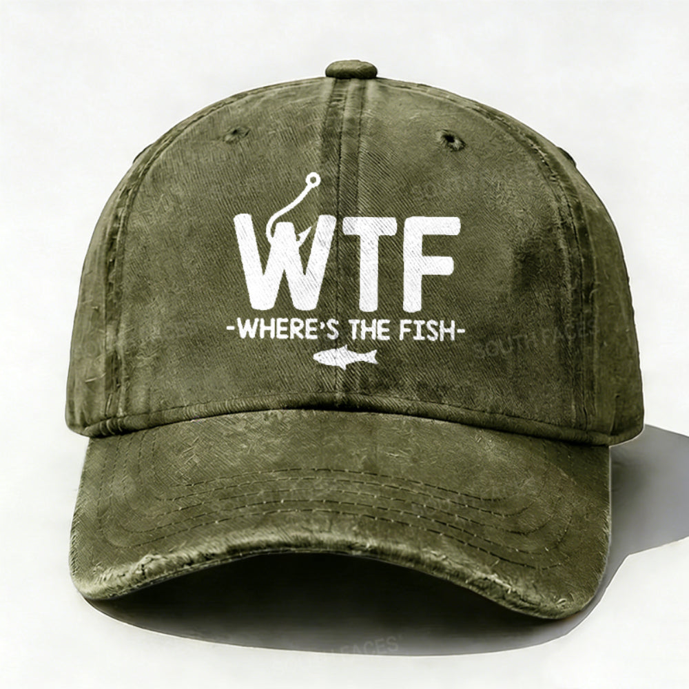 WTF - Where's The Fish Funny Print Hat