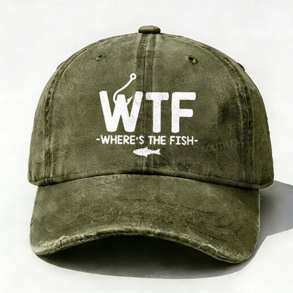 WTF - Where's The Fish Funny Print Hat