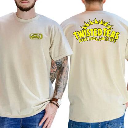 Twisted Teas and Double D's 2-Sides Graphics T-Shirt, Funny Twisted Teas Graphics Shirt, Graphics Tee For Friend, Men's Gifts, Casual Menswear, For Men