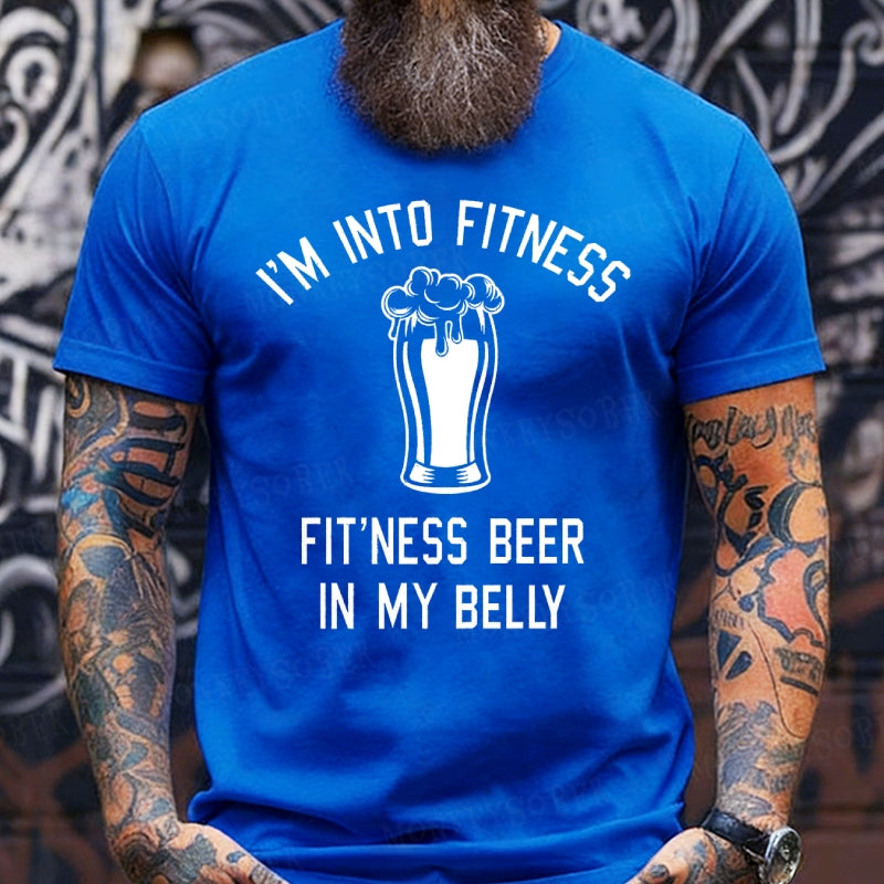 I'm Into Fitness Fitting This Beer in My Belly Graphic Men's T-Shirts