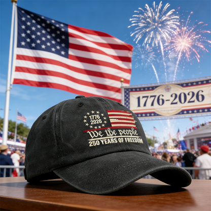 Personalized U.S. Bicentennial Commemorative ¡°250 Years of Freedom 1776-2026¡± Vintage Embroidered Baseball Cap - Custom Slogan