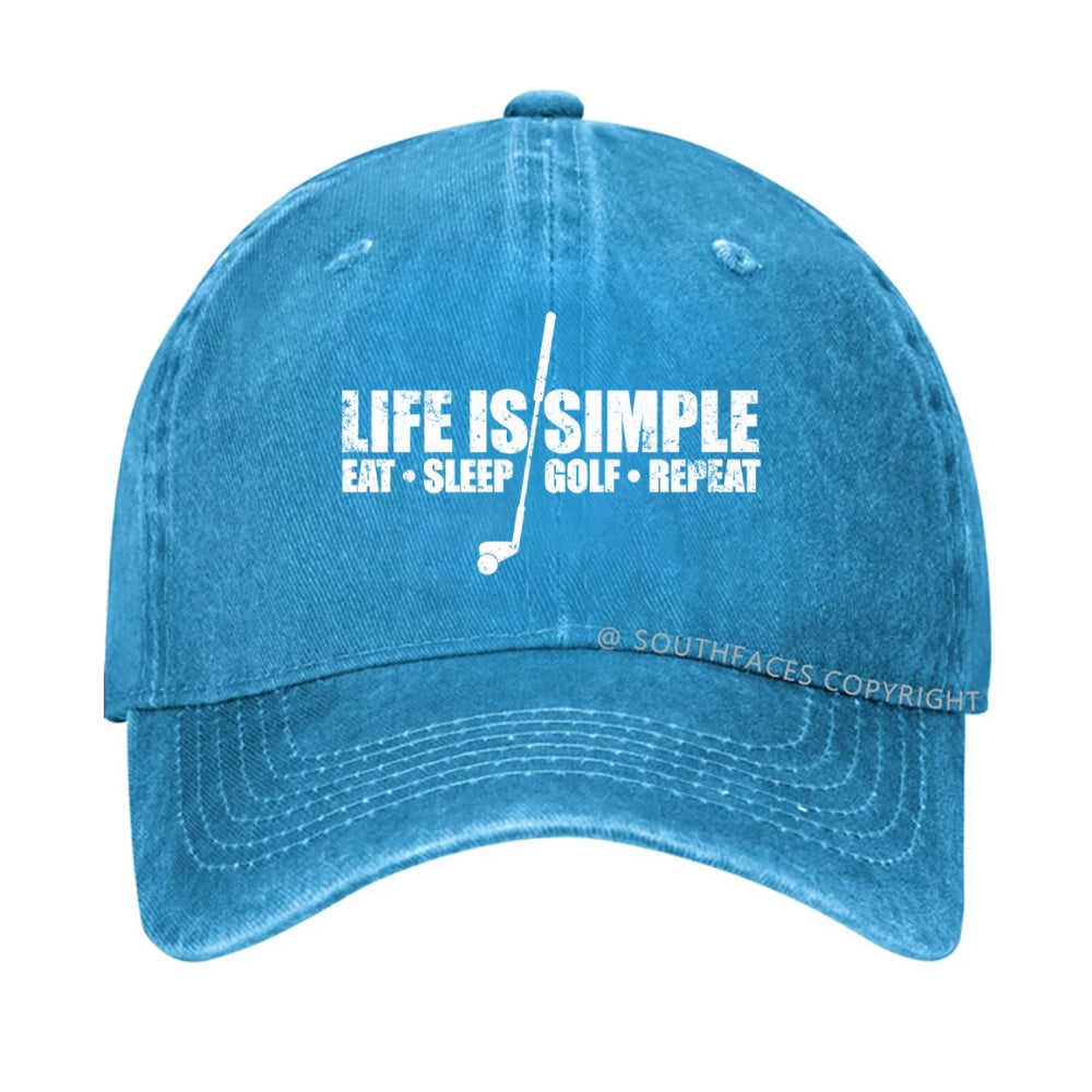 Life is simple eat sleep golf repeat hat