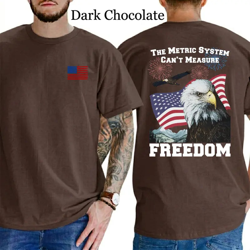 The Metric System Can't Measure Freedom T-Shirt, Mens Shirts Funny, Conservative Political Graphics Tee, Patriotism Graphics Shirt, Men's Gifts, Casual Menswear, For Men