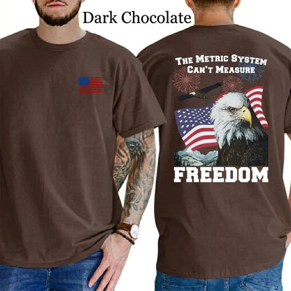 The Metric System Can't Measure Freedom T-Shirt, Mens Shirts Funny, Conservative Political Graphics Tee, Patriotism Graphics Shirt, Men's Gifts, Casual Menswear, For Men