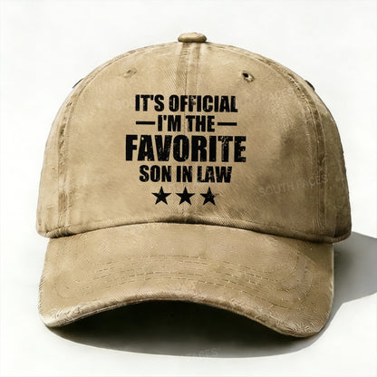 It's Official I'm The Favorite Son In Law baseball hats