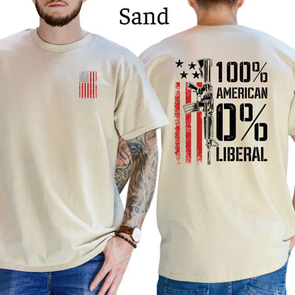 100% American 0% Liberal T-Shirt, Mens Shirts Funny, Conservative Political Graphics Tee, Patriotism Graphics Shirt, Men's Gifts, Casual Menswear, For Men