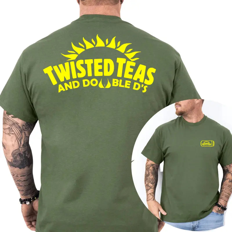 Twisted Teas and Double D's 2-Sides Graphics T-Shirt, Funny Twisted Teas Graphics Shirt, Graphics Tee For Friend, Men's Gifts, Casual Menswear, For Men