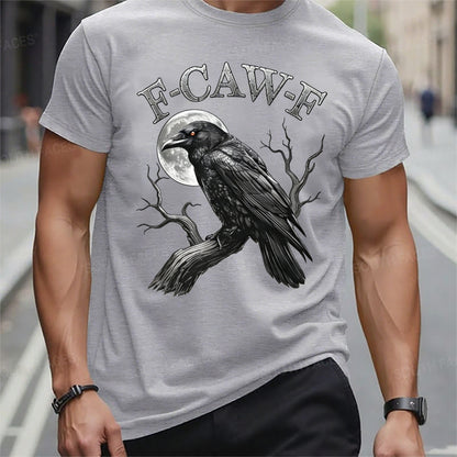 Black Crow, F-Caw-F Funny Black Bird Moon Gothic Adult Humor T-Shirt