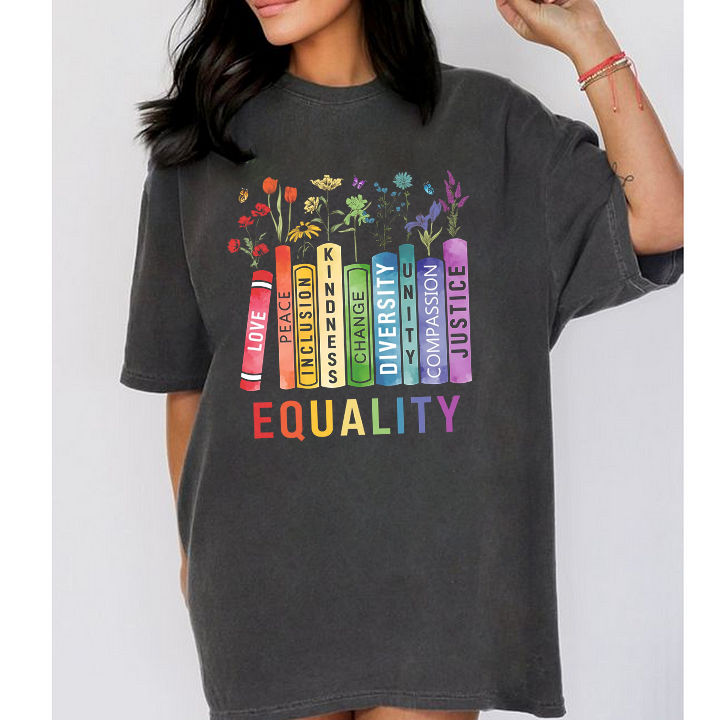 Equality Shirt, Book Flower Unisex T-shirt/Crewneck/Hoodie
